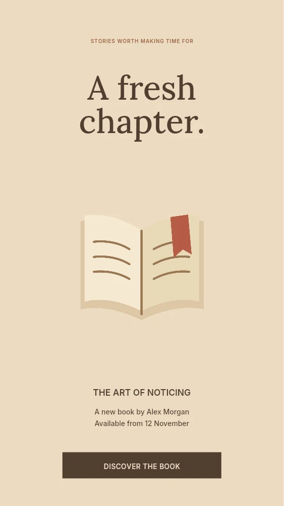 A fresh chapter instagram story template · Book launch story