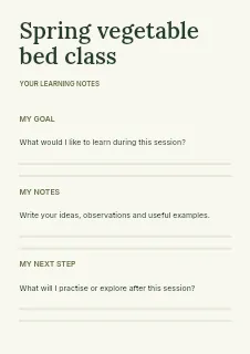 Spring vegetable bed class worksheet template · Structured worksheets