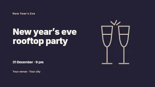 New Year’s Eve rooftop party youtube thumbnail template · Horizontal photo dialogue
