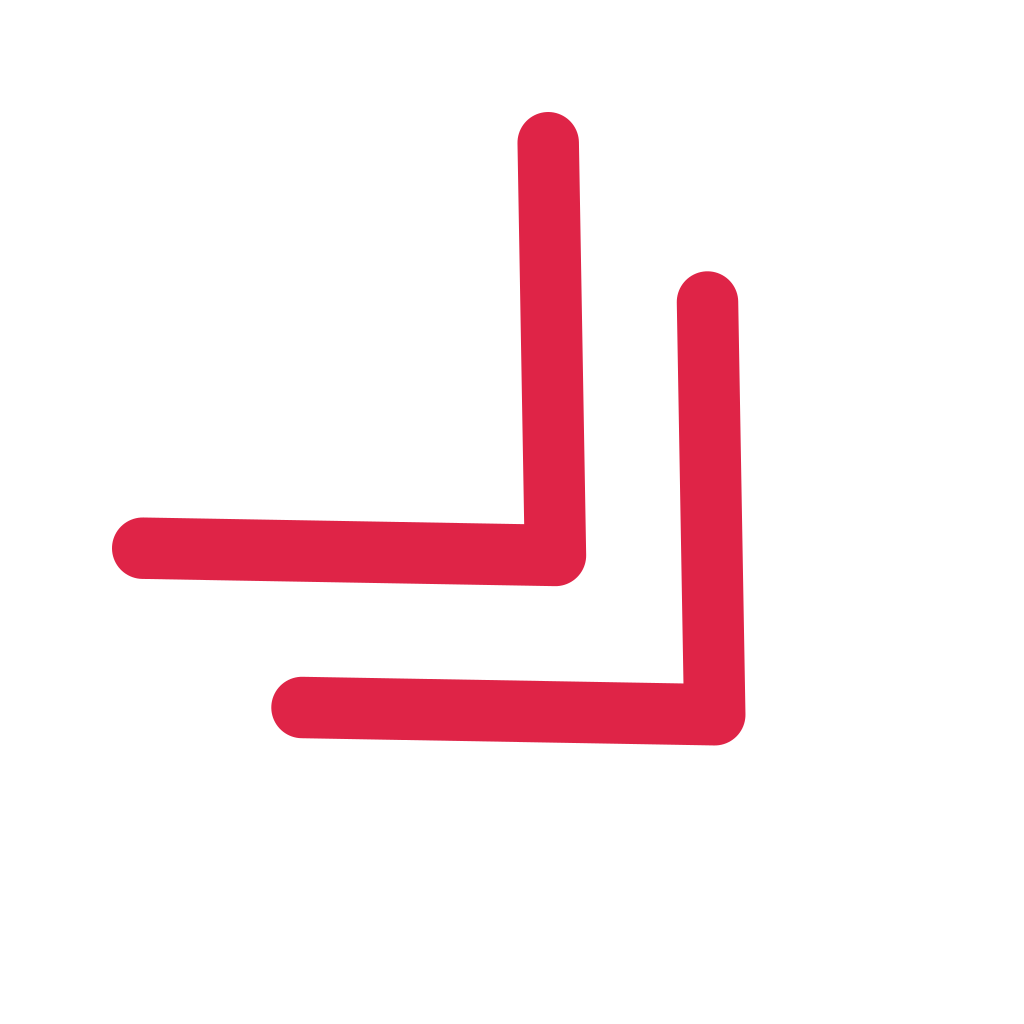 A chevron arrow points down right with open space around its edges.