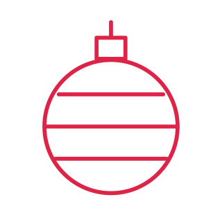 Round Christmas ornament with stripe pattern.