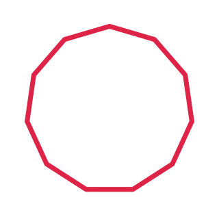 A mathematically regular 11-sided polygon with equally spaced vertices.