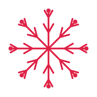 8 arm snowflake with 2 branch tiers and bead tips at 30 degrees.
