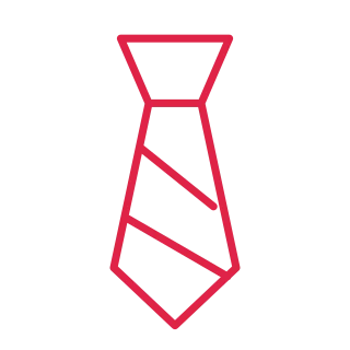 A long necktie has a wide top knot, pointed base and two diagonal stripes.