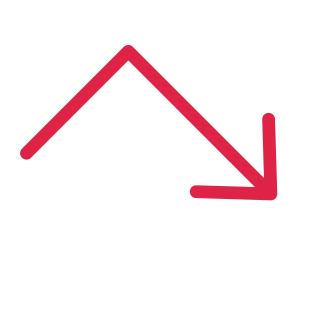 A elbow arrow points down right with open space around its edges.