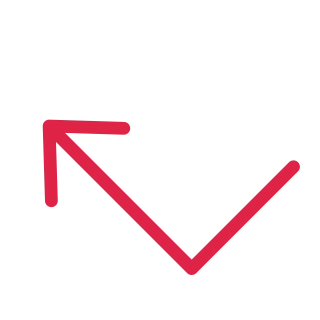 A elbow arrow points up left with open space around its edges.