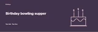 Birthday bowling supper banner template · Horizontal photo dialogue