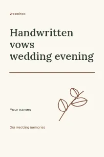 Handwritten vows wedding evening book cover template · Typography & ornament