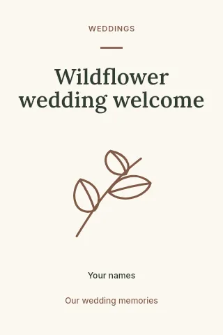 Wildflower wedding welcome book cover template · Framed editorial