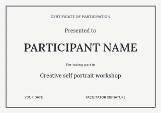 Creative self portrait workshop certificate template · Structured certificates