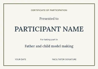 Father and child model making certificate template · Structured certificates
