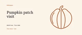 Pumpkin patch visit event ticket template · Horizontal photo dialogue