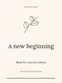 A New Beginning greeting card template · Botanical invitation