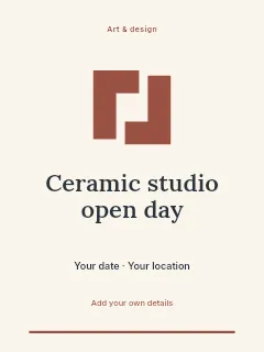 Ceramic studio open day invitation template · Botanical invitation