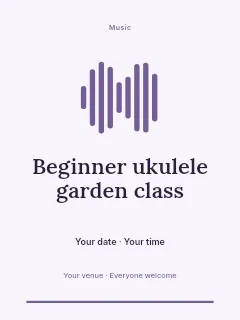 Beginner ukulele garden class invitation template · Botanical invitation