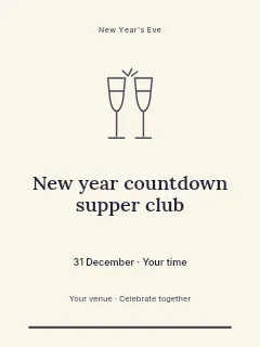 New Year countdown supper club invitation template · Botanical invitation