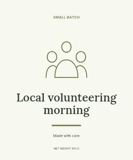 Local volunteering morning label template · Artisan label