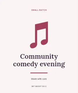 Community comedy evening label template · Artisan label