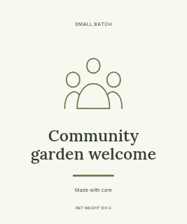 Community garden welcome label template · Artisan label