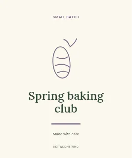 Spring baking club label template · Artisan label