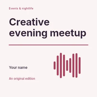 Creative evening meetup podcast cover template · Typography & ornament