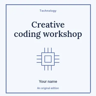 Creative coding workshop podcast cover template · Framed editorial