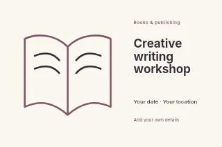 Creative writing workshop postcard template · Horizontal photo dialogue