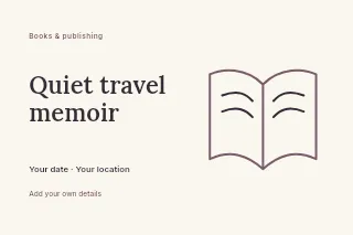 Quiet travel memoir postcard template · Horizontal photo dialogue