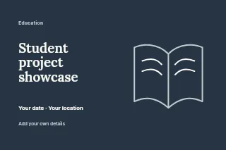 Student project showcase postcard template · Horizontal photo dialogue