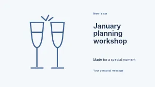 January planning workshop presentation cover template · Horizontal photo dialogue
