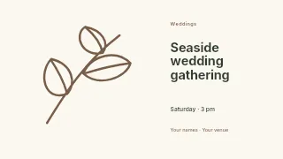Seaside wedding gathering presentation cover template · Horizontal photo dialogue