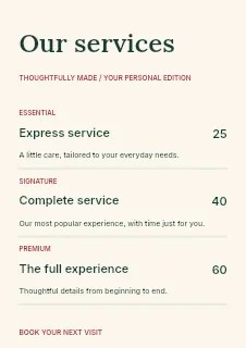 Handmade Christmas gifts price list template · Structured price-lists