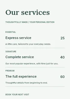 Outdoor adventures price list template · Structured price-lists