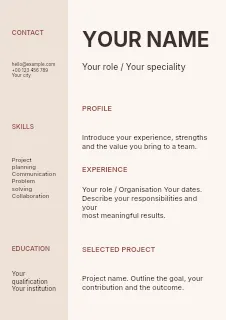 Print studio collection resume template · Structured resumes
