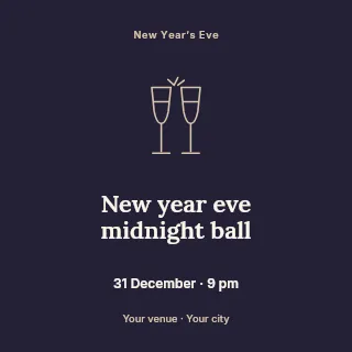 New Year Eve midnight ball social media post template · Illustrated folio
