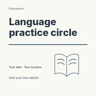 Language practice circle social media post template · Typography & ornament