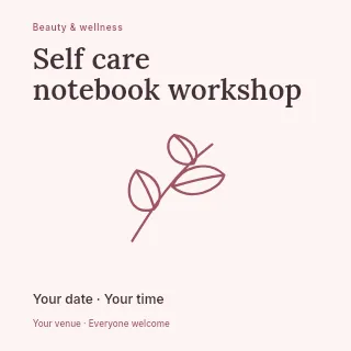 Self care notebook workshop social media post template · Fine-line cover