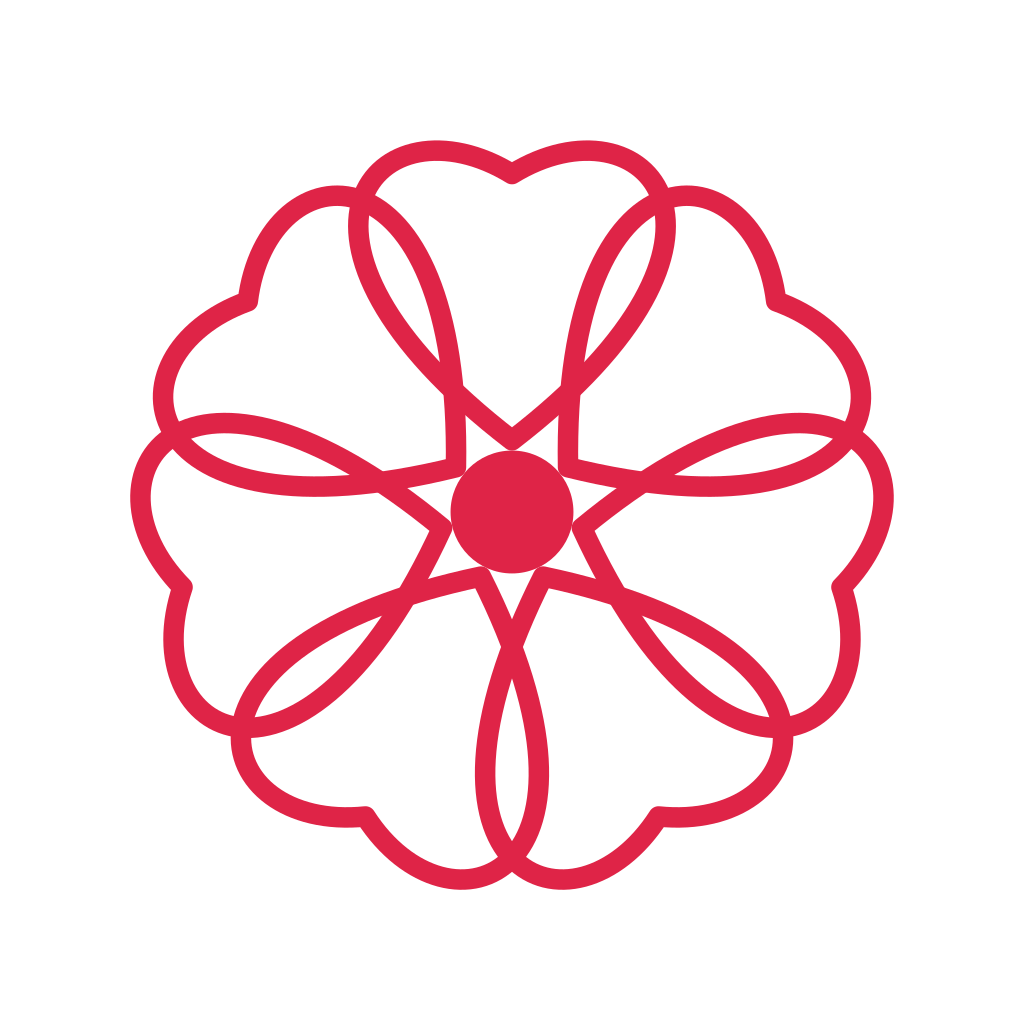 A radial flower has 7 open petals arranged around a circular centre.