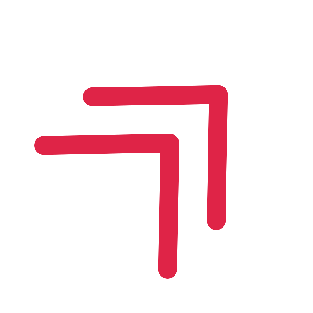 A chevron arrow points up right with open space around its edges.