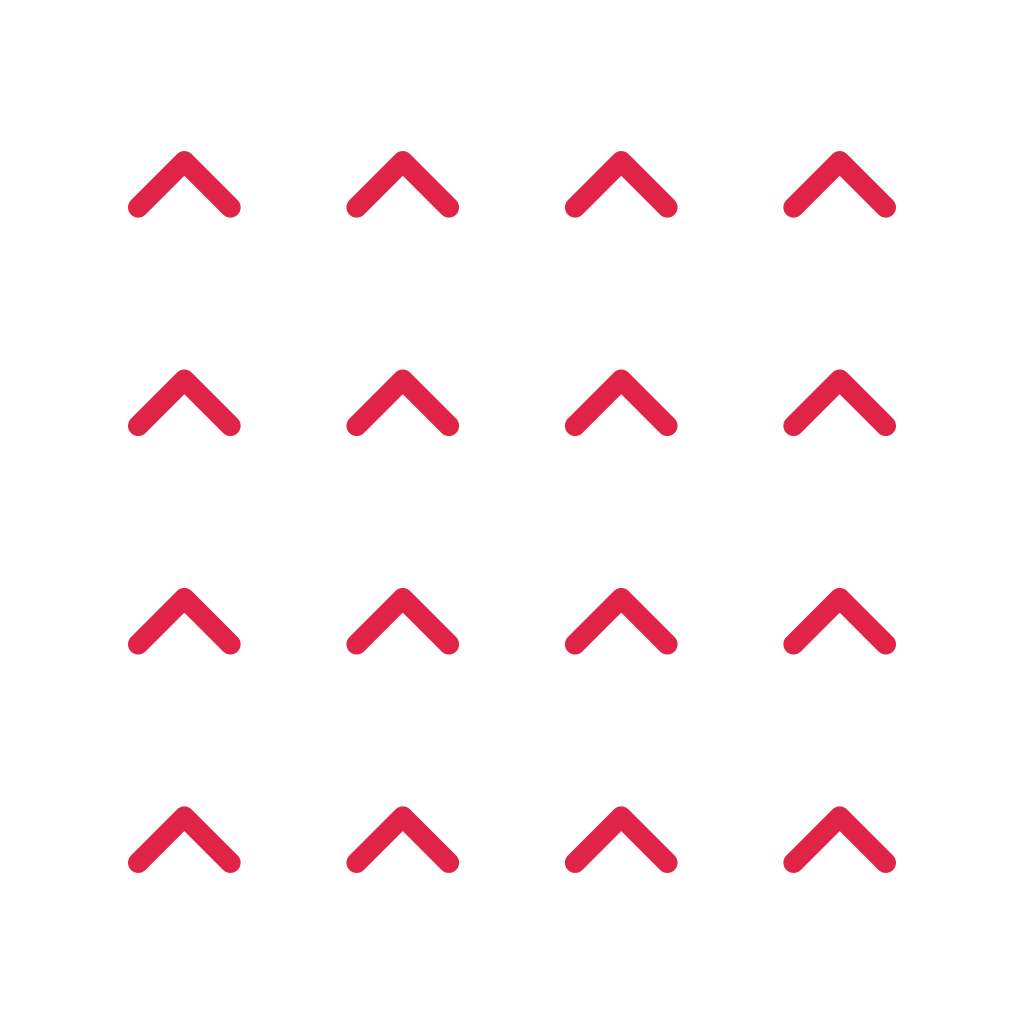 A 4 by 4 arrangement of chevron grid marks leaves transparent space between the motifs.