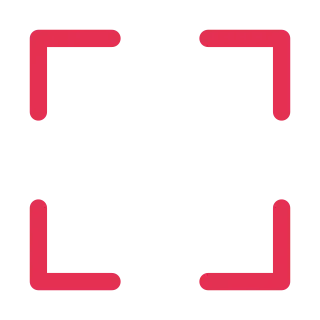 Four red right angled corner brackets form an open square frame.