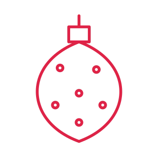 Drop Christmas ornament with dotted pattern.