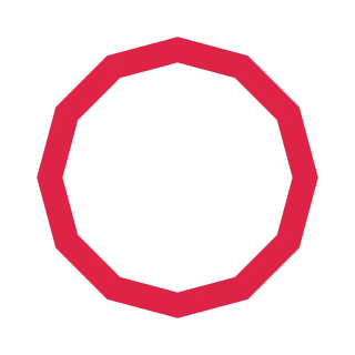 A 12 sided geometric frame uses a broad open border.