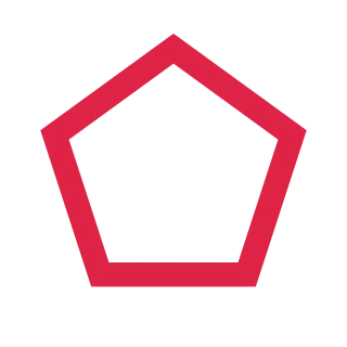 A 5 sided geometric frame uses a broad open border.