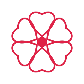 A radial flower has 6 open petals arranged around a circular centre.