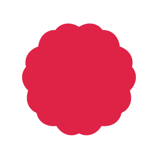 A radial flower has 7 rounded petals arranged around a circular centre.