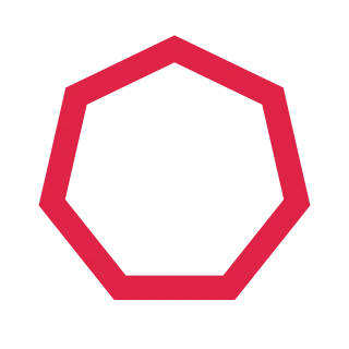 A 7 sided geometric frame uses a broad open border.