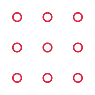 A 3 by 3 arrangement of circle grid marks leaves transparent space between the motifs.