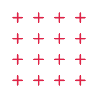 A 4 by 4 arrangement of cross grid marks leaves transparent space between the motifs.