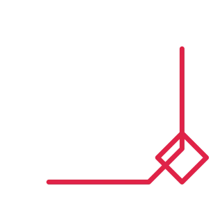 A diamond corner ornament opens towards the centre from the bottom right corner.